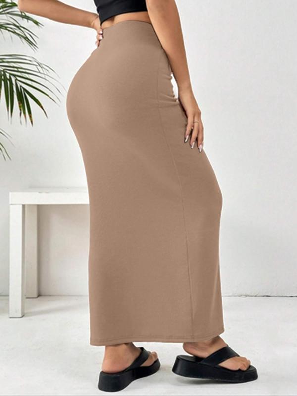 Women's Solid Elastic Waist Mermaid Skirt, Casual Fashion Long Skirt for Daily Wear, Ladies Bottoms for All Seasons 5