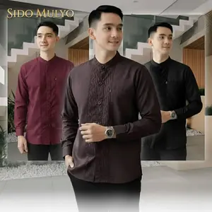 Baju Koko Couple Ayah Anak Laki-Laki Emboss Lengan Panjang Bahan Toyobo Adem