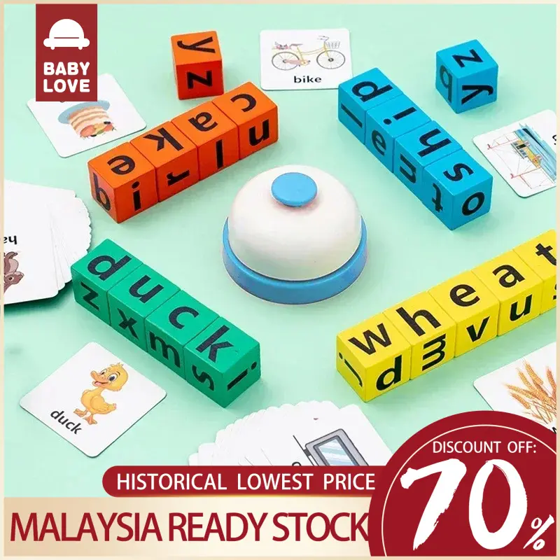 Blok Huruf Montessori, Bahan Kayu, Untuk Kanak-kanak, Teka-teki Padanan Kognitif, Teka-teki Padanan Perkataan Pembelajaran, Mainan Pendidikan, Permainan Pertempuran face  changing cube magic  puzzle