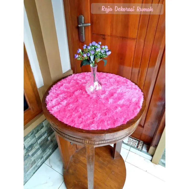 PROMO Taplak meja tamu bulat / Taplak meja bulu bundar bulu 50cm Kain Dekorasi