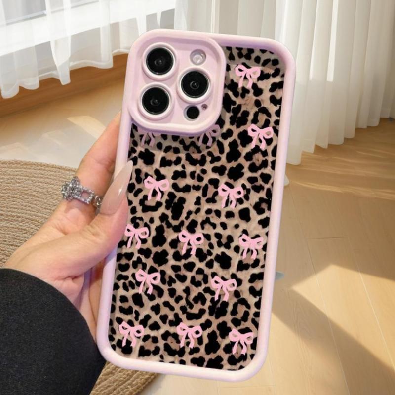 Product Introduction of Fashion Leopard-print Bow Pattern Phone Case, Anti-drop Cellphone Protective Case, Total Protective Shockproof Mobile Phone Cover for iPhone, Casing 2