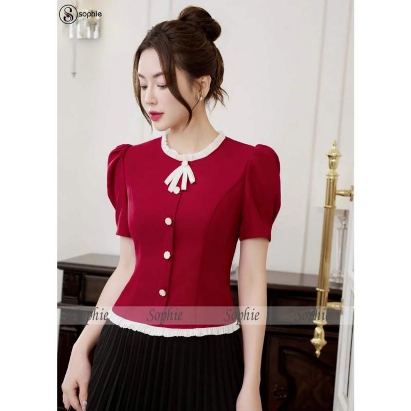 ÁO KIỂU DÚN VIỀN TRẮNG TAY PHÔNGF TRẺ TRUNG ĐỦ SIZE S ĐẾN 5XL 0