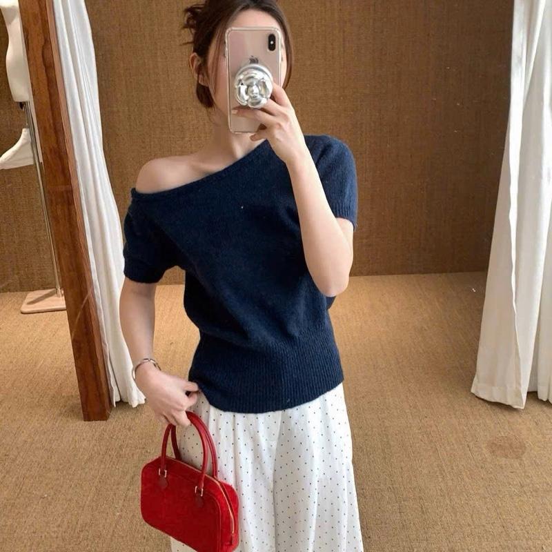 Áo cộc len mỏng trễ vai siêu xinh full màu 3
