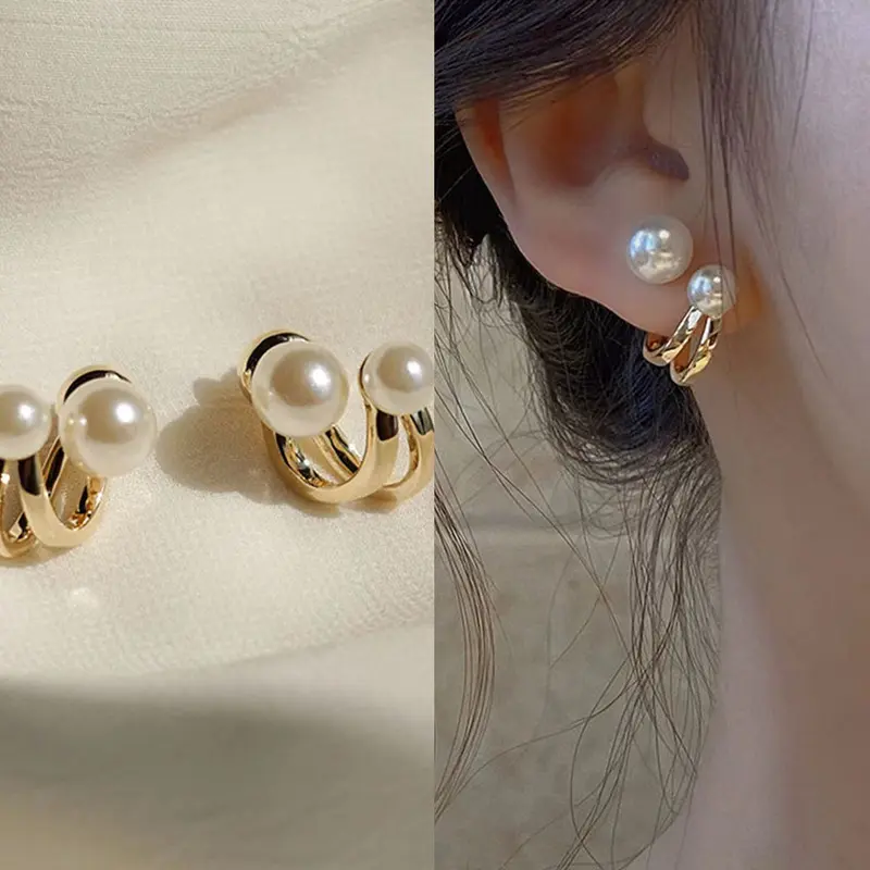 Bông tai nữ hình tròn mix họa tiết Phong cách hàn quốc BT63 Hoa Women Titan 1