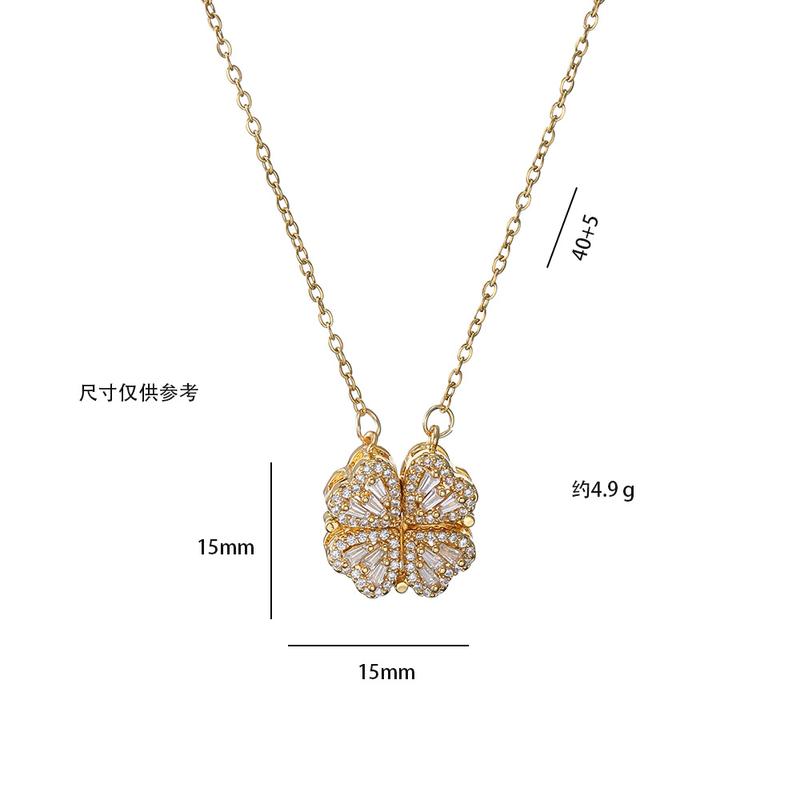 Vòng cổ 4 lá Vòng cổ nữ mới, thiết kế đẹp, cao cấp, sẽ không phai, quà tặng bạn gái, có thể gập lại và lật 4