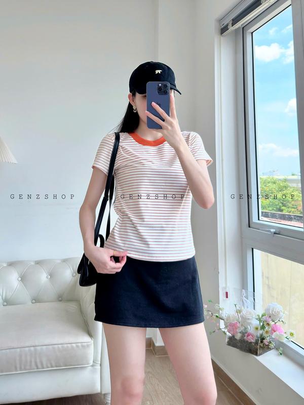 Áo Thun Sọc Ngang Form Babytee  Màu Trung Tính Áo Form Vừa Nữ - Thương Hiệu Uy Tín BBT25 4