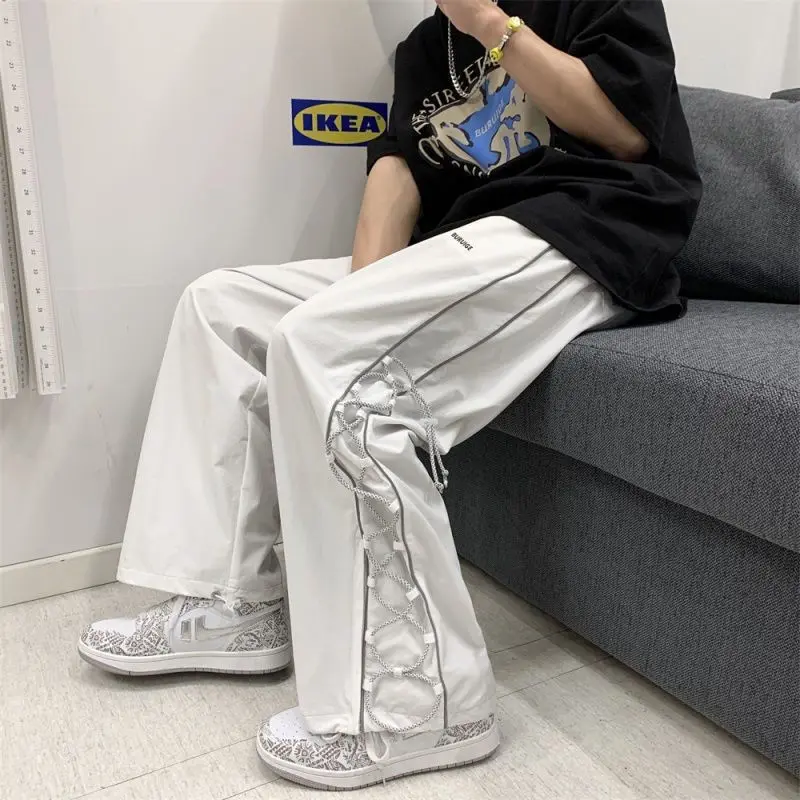Quần bó ống, Phong Cách Hip-Hop Mùa Hè, Dành Cho Nam Và Nữ, Thiết Kế Rộng Rãi, Quần Yếm Thường Ngày Phong Cách Ins, Quần Ống Rộng Thẳng Đường Phố Cao Cấp, Thời Trang Menswear Pants