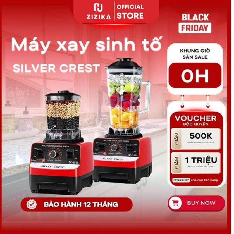 [Hàng Đức] Máy xay sinh tố công nghiệp SILVER CREST 5500W bản cao cấp 2 cối, máy xay công nghiệp Đức có 8 luoi dao bằng thép không gỉ, máy say sinh tố mô tơ làm bằng đồng , có thể xay đá, rau má, xay thịt, xay hạt cứng 0