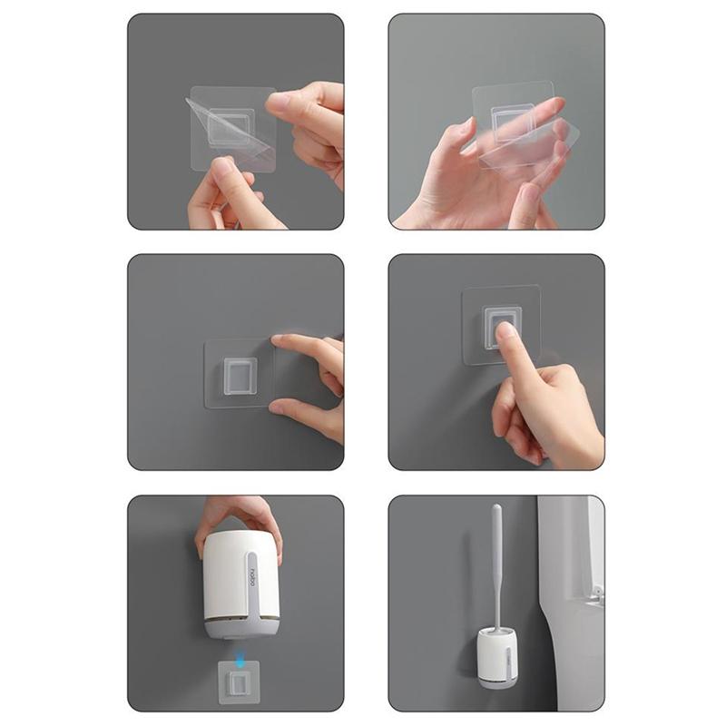 Bathroom Wall Mounted Toilet Brush Long Handle Corner Cleaning Brush Set 8