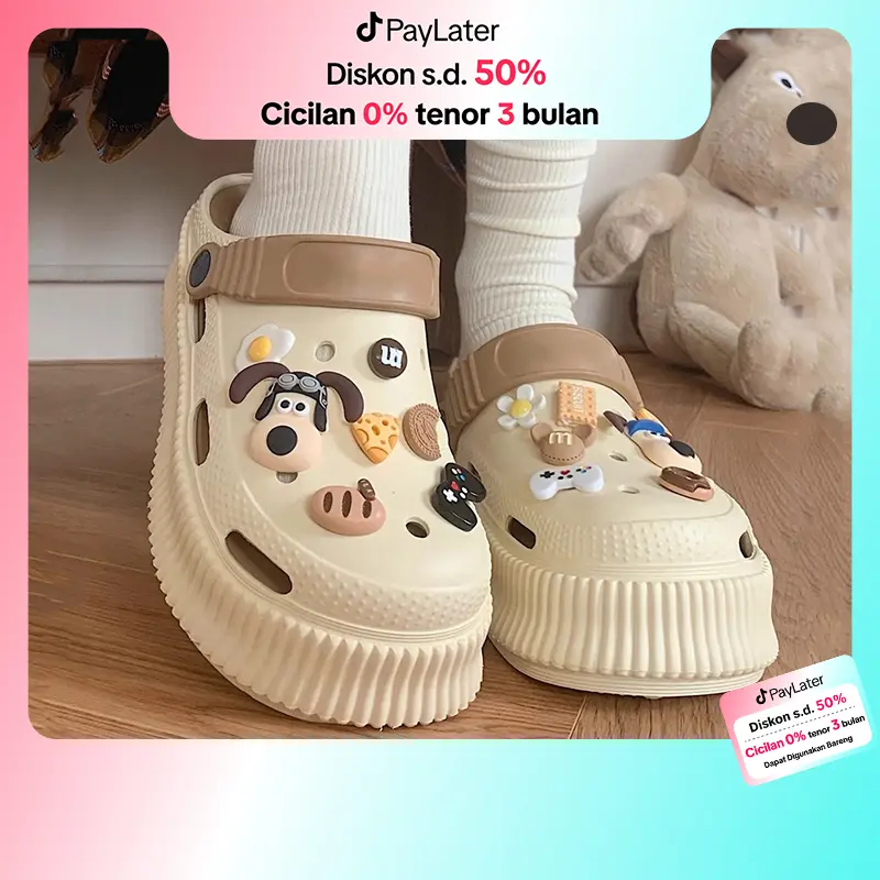 Comanier Sandal Kodok Dewasa Wanita Classic Bae Clog Sepatu Sendal Baim Wedges Platform EVA Square Toe 0
