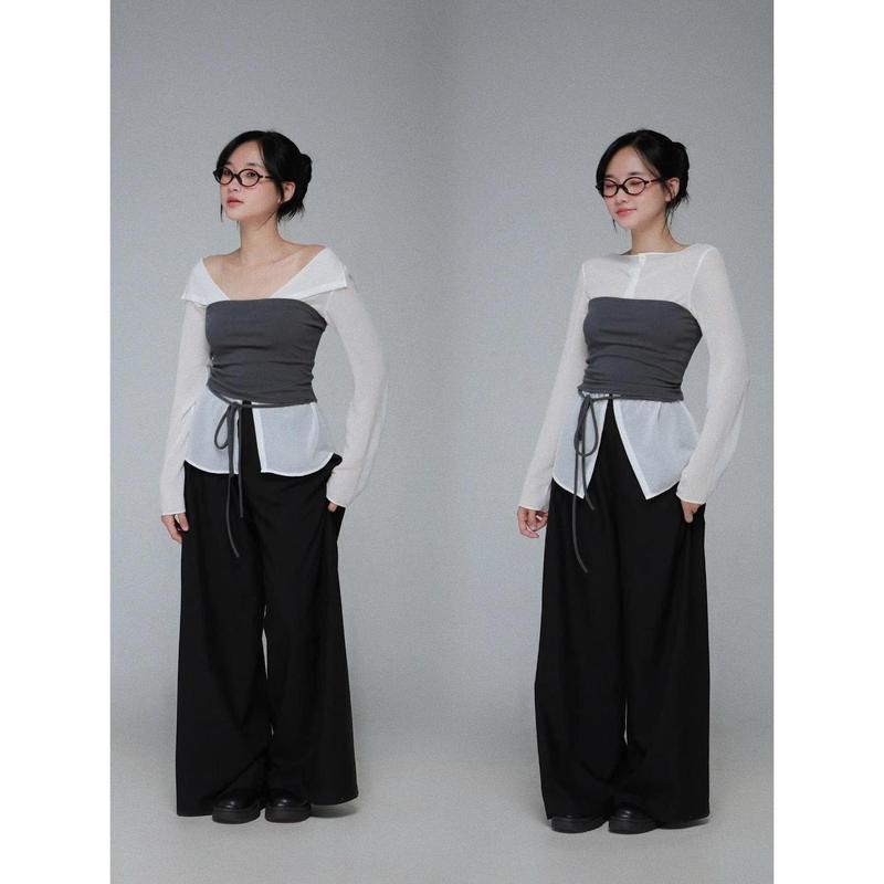 Seleen, Set áo tay dài cài nút mỏng cùng áo quây thắt nơ, WT0080