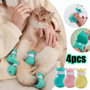 Penutup kaki kucing anjing silicon pelindung kaki untuk mandi grooming sepatu anjing karet