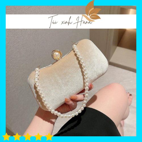 Túi xách nữ SPT29 - Túi Nhung Phối Dây Dự Tiệc Sang Chảnh