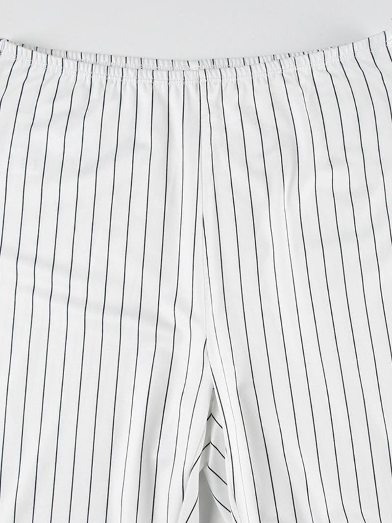 Product Introduction of Women's Striped Print   Shorts, Casual Comfy Breathable Skinny Shorts for Daily Wear, Ladies Bottoms for Summer 7