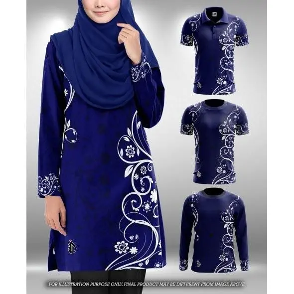 Batik Songji Sublimation Muslim T-shirt Muslim Retro Family Set Muslim Sportswear POLO Shirt