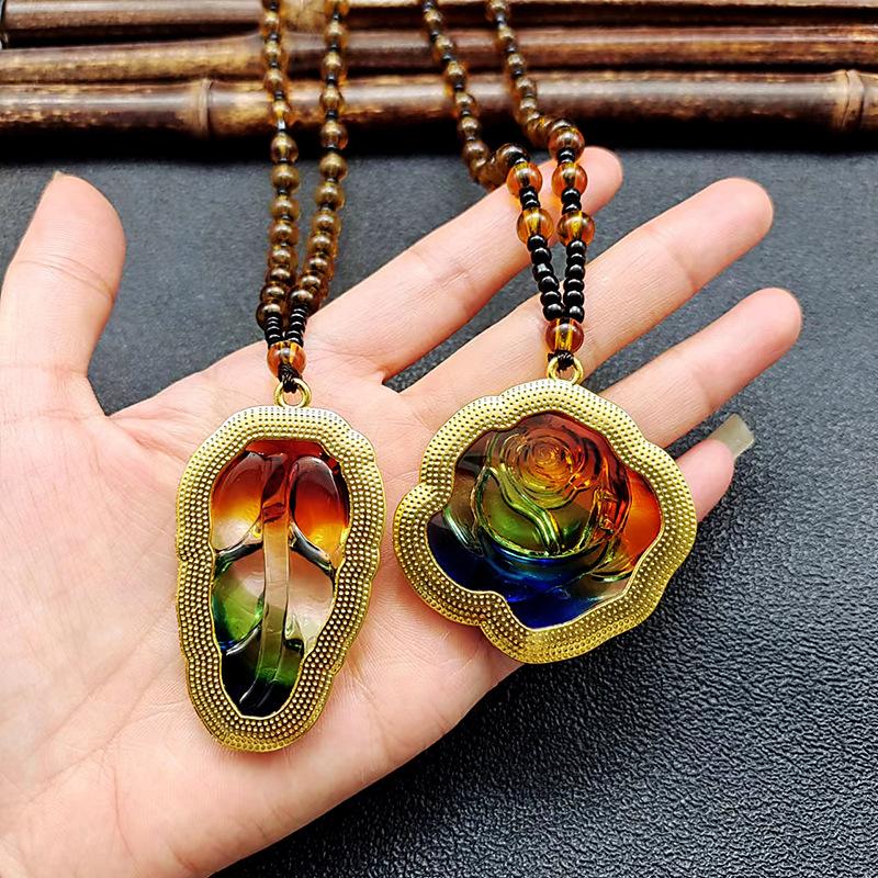 Mặt Dây Chuyền Hình Phật Quan Âm Bằng Thủy Tinh, Nhiều Màu Sắc, Thích Hợp Cho Mùa Thu Và Mùa Đông, Vòng Cổ Cáo Kim Cương, Dây Chuyền Áo Len Hoa Hồng Hợp Kim, Tuyệt Vời Làm Quà Tặng, Hàng Mới Về 3