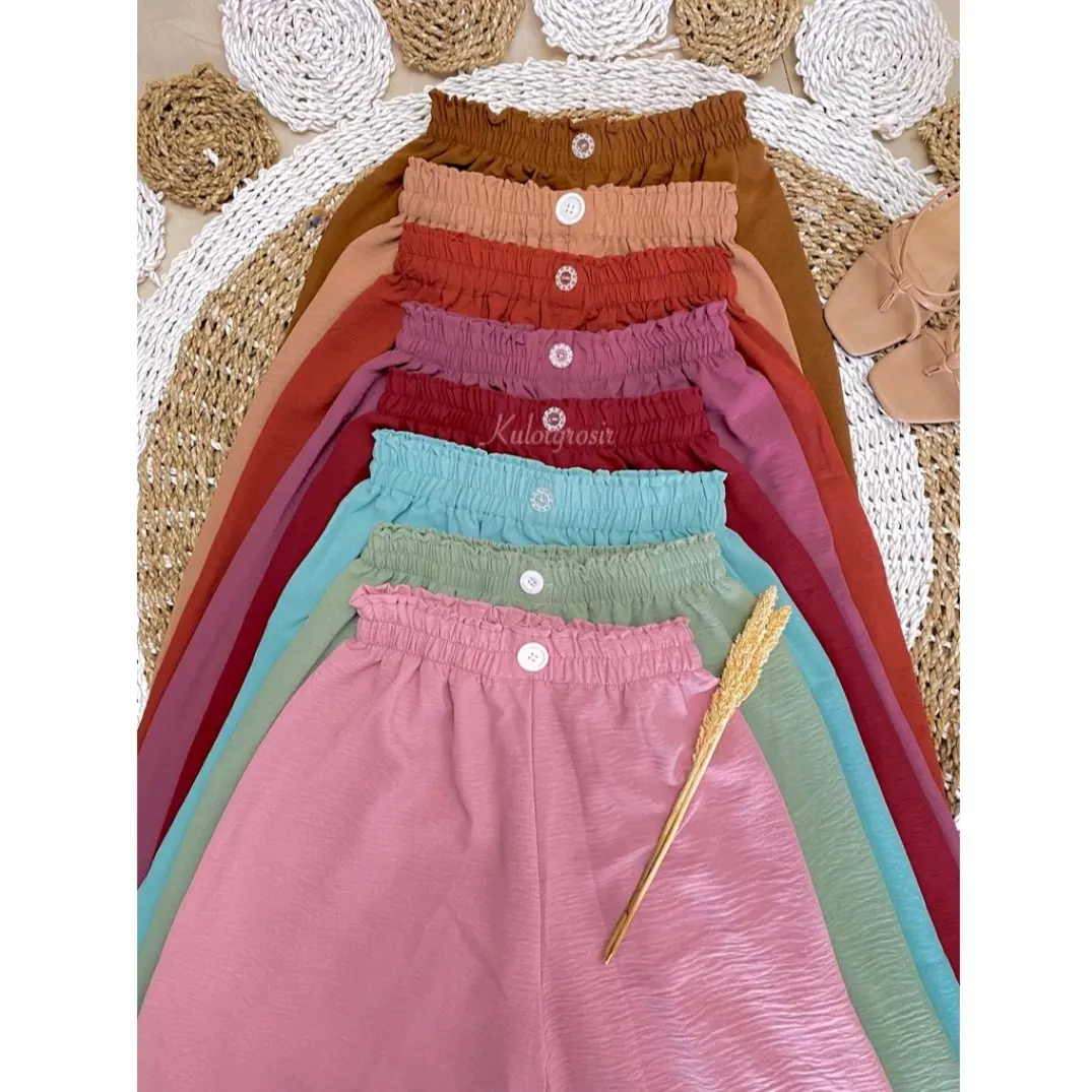 Cringkle Korean Pants - Kulot Crinkel Korean Leg Highwaist - Cullote Dailly Cringkel Kancing Tengah