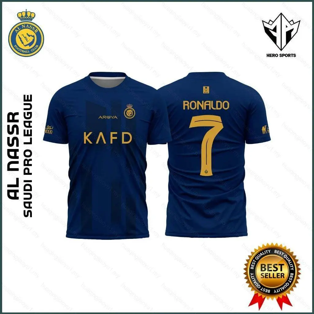 Al Nassr FC Jersey, HQ1, โรนัลโด้, เสื้อยืดฟุตบอล, เสื้อยืดกีฬาแขนสั้น, พลัสไซส์, Riyadh Victory Away Jersey, โรนัลโด / คริสเตียโน, 2023-2024 ออกกำลังกาย Sport