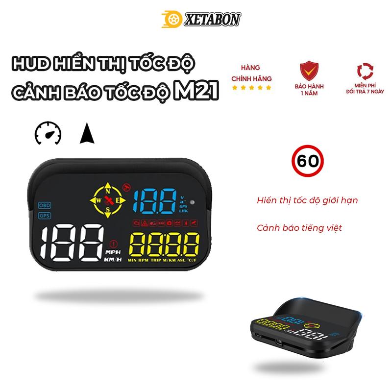 HUD RADAR Ô TÔ CẢNH BÁO TỐC ĐỘ, CAMERA PHẠT NGUỘI BẰNG TIẾNG VIỆT, Hiển Thị Thông Tin Lên Trên Kính Lái | BH 1 NĂM Gps Định Vị