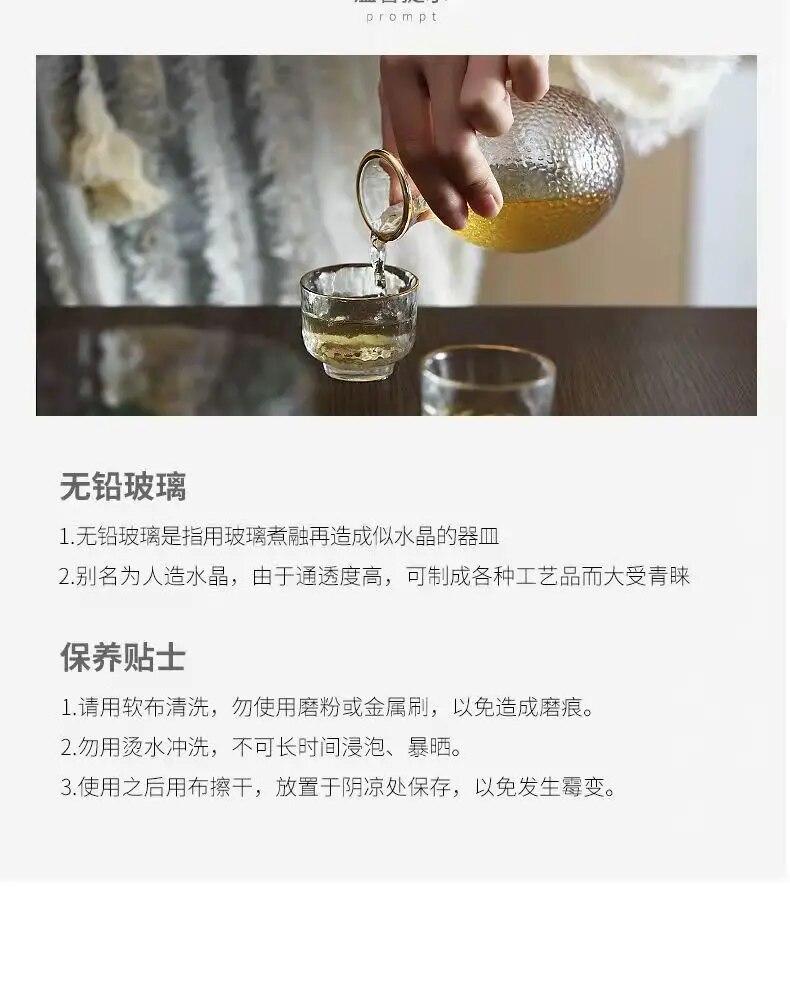 Product Introduction of Ese Style Sake Pot Set Glass Wine Warmer Hot Wine Pot Home Wine Glass Hammered Edge Wine Glass Set 15