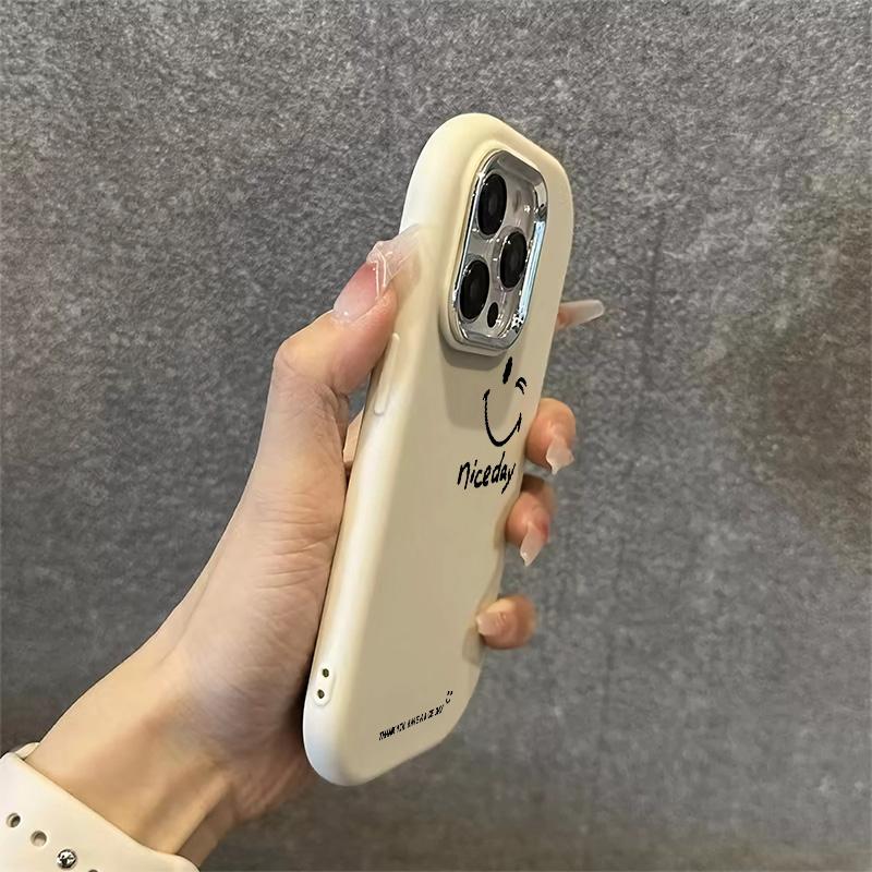 Ốp Silicon Mềm, Thiết Kế Mặt Cười Hạnh Phúc, Bảo Vệ Camera NICE, Chống Rơi, Tương Thích Với iPhone 16 11 13 15 12 14 Pro Max X Xr Xs Max, Chống Sốc, Cao Cấp, 7 8Plus SE2067 7