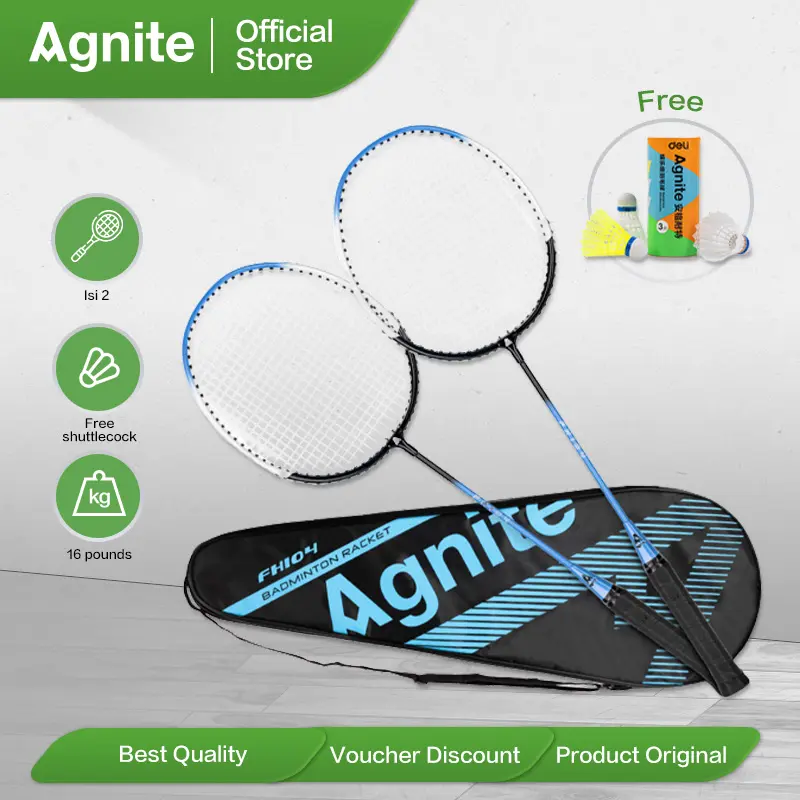 Agnite Raket Bulutangkis / Badminton Racket Isi 2 Gratis Tas dan Kok FH104 0