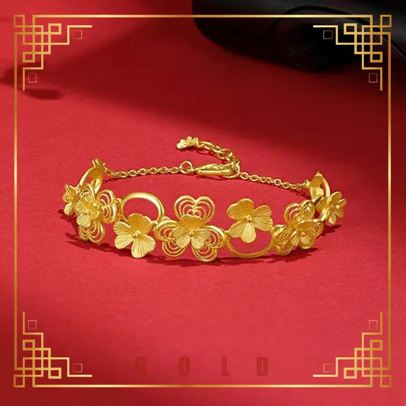[Lucky K Gold]  Clover Gold Plated Bracelet Fashion Women's Elegant