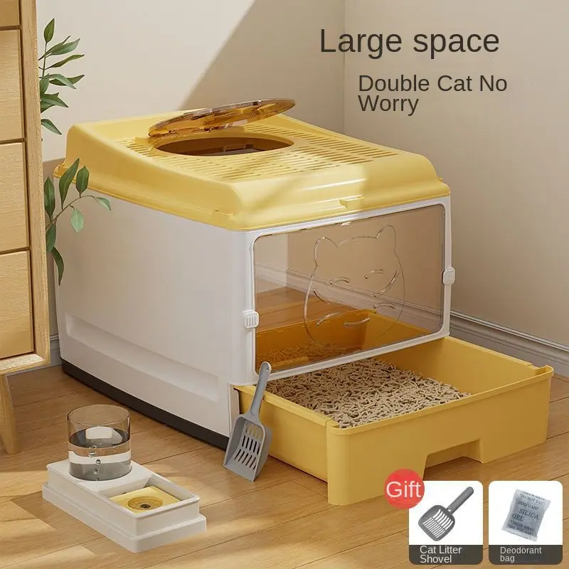 Litter Box Fully Enclosed Pull-out Anti-Splash Deodorant Oversized Litter Box Top-in Cat Supplies