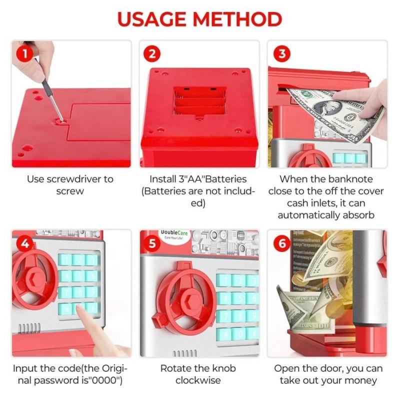 Electronic Coin Savings Bank, Atm Savings Bank Coin Scroll Storage Box, Novelty & Gag Toy, Stocking Filler, Electronic Atm Yabao Pounds, Valentine's Day Gift 4