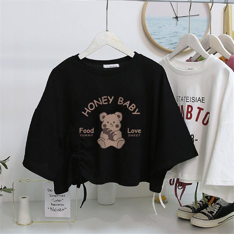 Product Introduction of Áo Thun Dây Rút ngắn tay, dành cho nữ, Cạp Cao, Cropped Xén, Dáng Rộng Vừa Vặn, Áo Crop Top 6