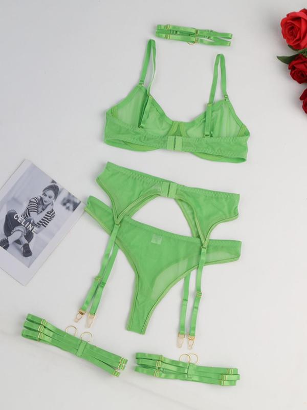 Women's Solid Sexy Lingerie Set, Naughty Lingerie, Push Up Bra & Panty & Garter Belt & Choker, Sexy Comfy Lingerie Set for All Seasons, Lady Underwear for Daily Wear, Naughty Lingerie 6