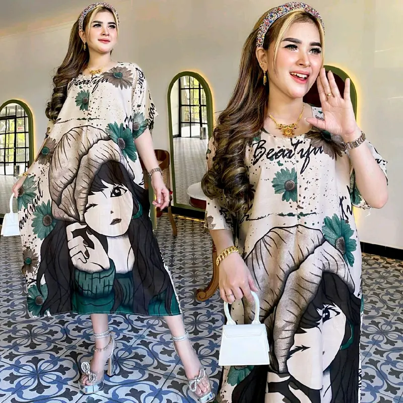 NEW DASTER JUMBO BUSUI BUMIL MOTIF BARBIE BAHAN RAYON ADEM Batik Cantik Nyaman Tidur Ungu 3