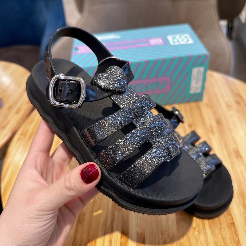 Sandal Zaxy Cho bé gái lớn Power Love kids màu đen nhũ