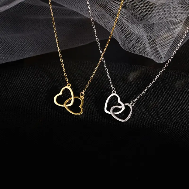 Double Ring Heart Necklace| Minimalist Niche Design| Trendy INS Style| Fashionable and versatile| Highly sought-after hot-selling item| Valentine's Day Gift| Gift for Best Friend| Luxury Accessories