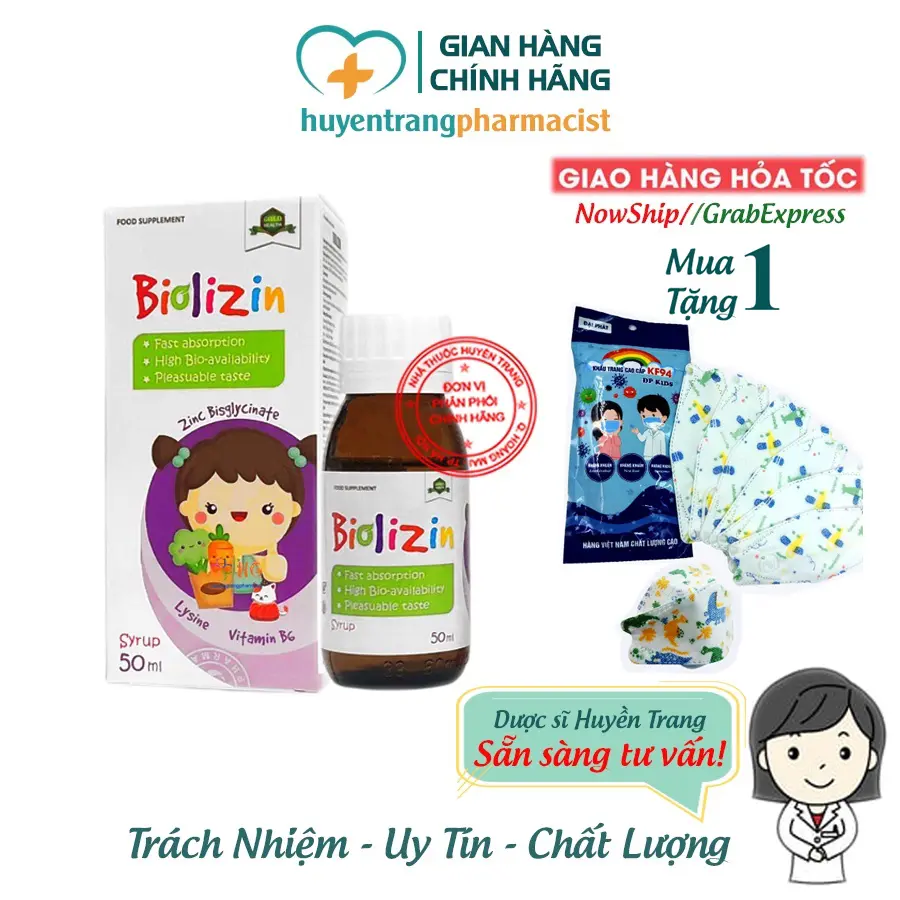 Siro Biolizin Bổ sung kẽm cho bé ăn ngon, tăng đề kháng