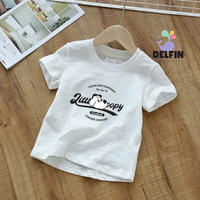 Áo thun bé trai Delfin Kids, chất liệu xược giấy, in hình xinh xắn, size 10-30kg 2