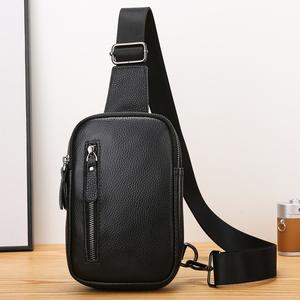Genuine Leather Vertical Men's Chest Bag Cowhide Small Bag Multi-layer Partition Large Capacity Crossbody Bag Daily Use Storage Backpack