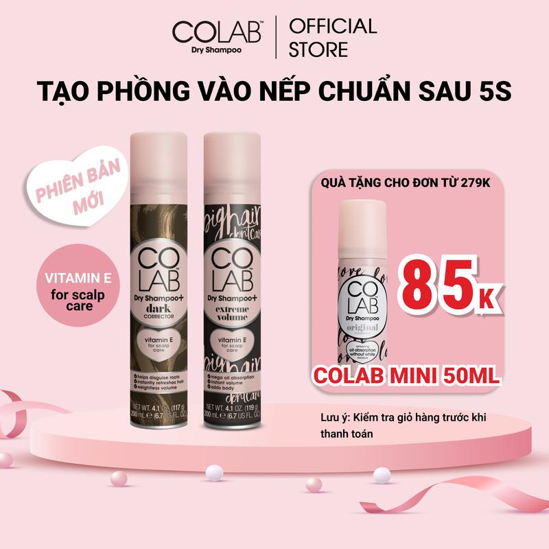 Dầu gội khô Colab Plus 200ml dành cho Nữ - Bảo vệ tóc khỏi tia UV, tạo phồng vào nếp chuẩn salon sau 5s không bọt trắng