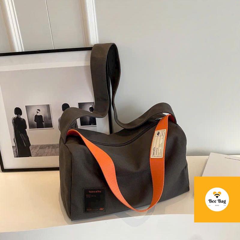 Túi đeo chéo vải canvas trống đi học unisex nam nữ đựng vừa a4 du lịch phong cách vintage hàn quốc Canvas Canvas