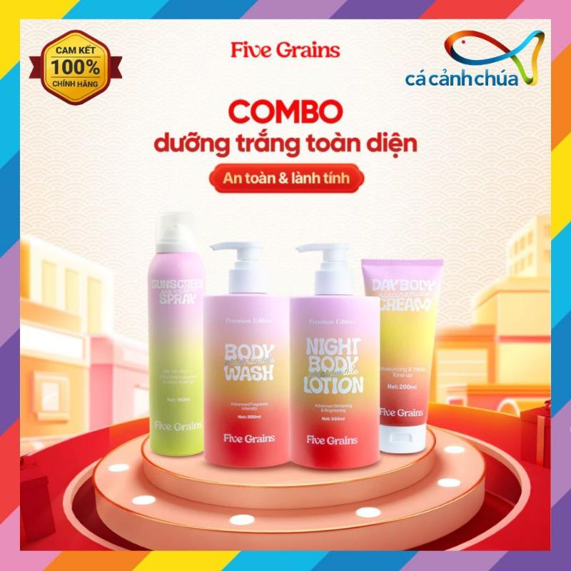 Combo Dưỡng Trắng Da Body Sữa tắm, Sữa Dưỡng Thể Five Grains Niacinamide,…