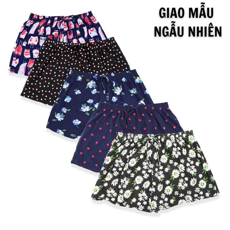 Combo 5 Quần Đùi Thun Nữ Mặc Hè Thoáng Mát Xinh Xắn Thích Hợp Mặc Ngủ Mặc Nhà Cotton Top Áo Women Quần Ngủ 4