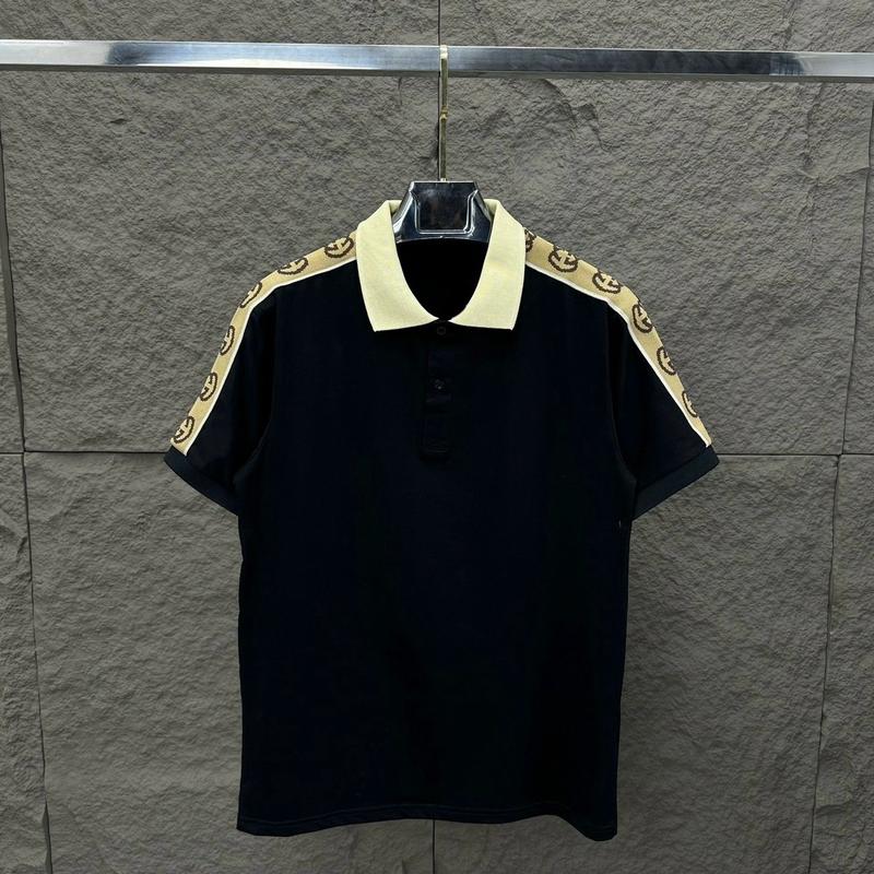 Áo Polo nam cổ trụ viền vai GC thun cotton co dãn thoáng mát - Đen Menswear Có Cổ Ngắn Tay áo polo  monogram