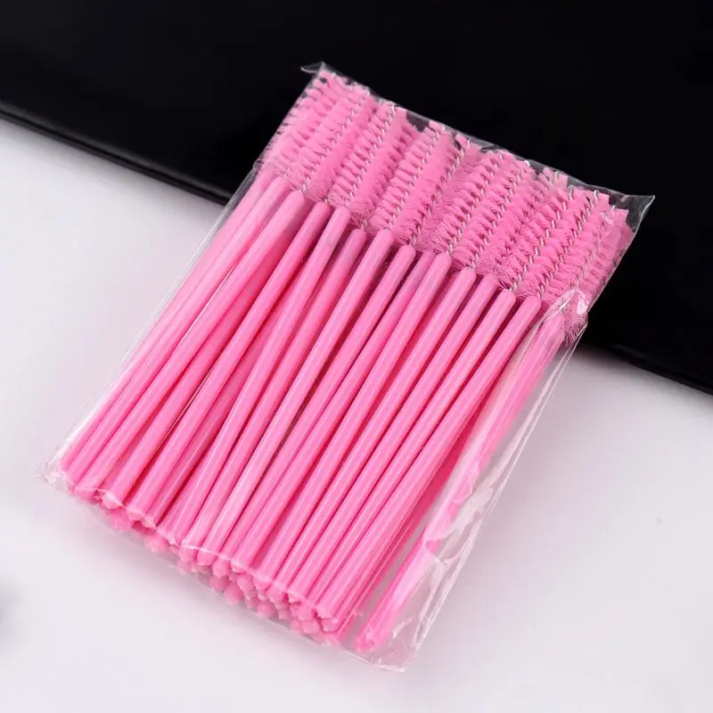 Solid Color Makeup Brush, 50pcs/set Nylon False Eyelashes & Adhesives Applicator for Women, Durable Cosmetic Accessories for Daily and Travel Use