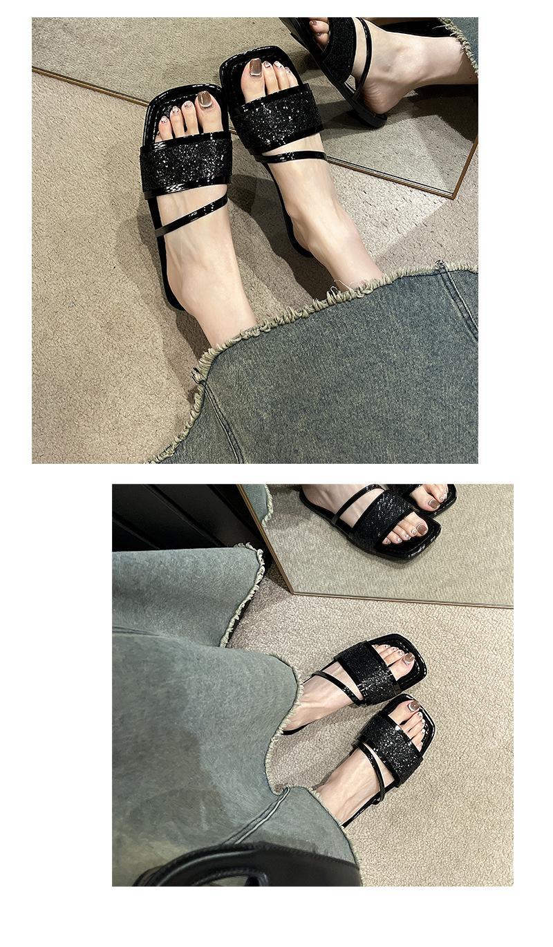 Product Introduction of Office slippers women's new transparent rhinestone soft-soled flip-flops 6