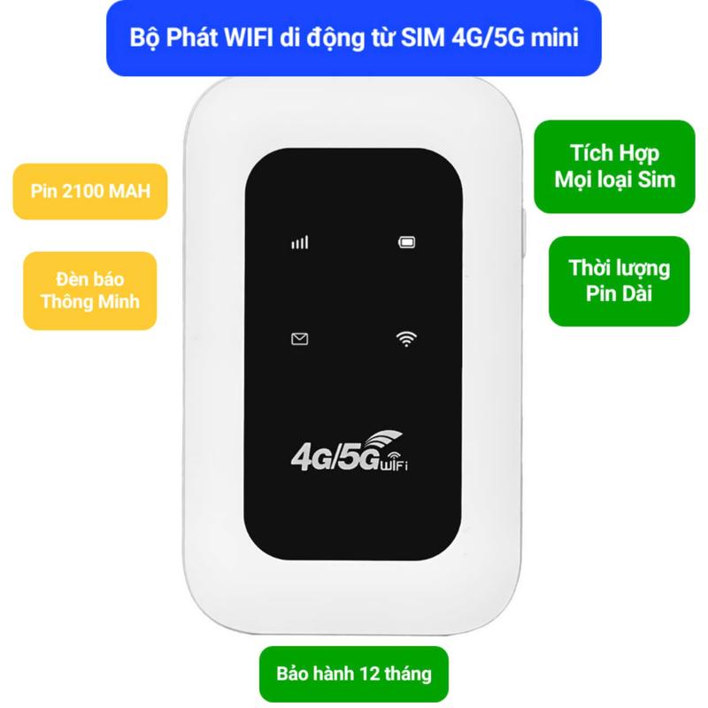 Bộ Phát WiFi di động 4G 5G LTE 150Mbps, sử dụng lắp SIM, Hỗ trợ tất cả các nhà mạng Tốc độ cao