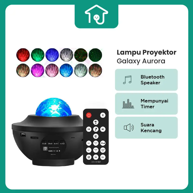 Lampu Proyektor Dengan Speaker Langit Bintang 2in1 Galaxy Nebula Lamp Starry Light Secret Home 0