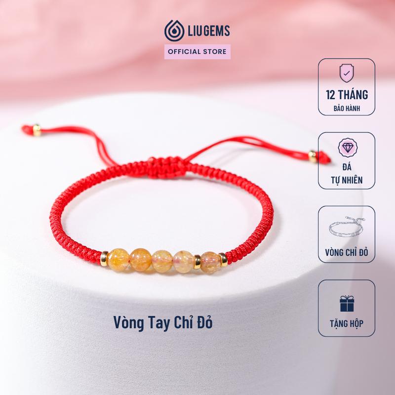 Vòng Tay Chỉ Đỏ Handmade Charm Bi Bạc 925 Mix 5 Hạt Đá Phong Thuỷ Tự Nhiên Liugems Cho Nam Nữ Unisex Thời Trang CD03 (Mua một, tặng một hộp đựng trang sức miễn phí)