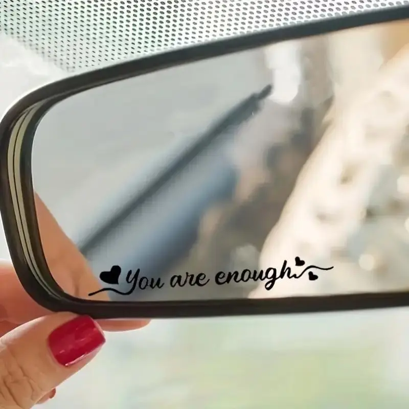 Heart Shaped Car Rearview Mirror Sticker, Vinyl Self Adhesive Love Affirmation Sticker, Car Exterior Decoration Accessories for Car, Home and Office