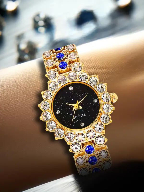 Women's Elegant Fashion Watch & Jewelry Set, Including Round Dial Wristwatch & Pendant Necklace & Ring & Earrings & Bracelet, Trendy All-match Watch Set for Gift 6