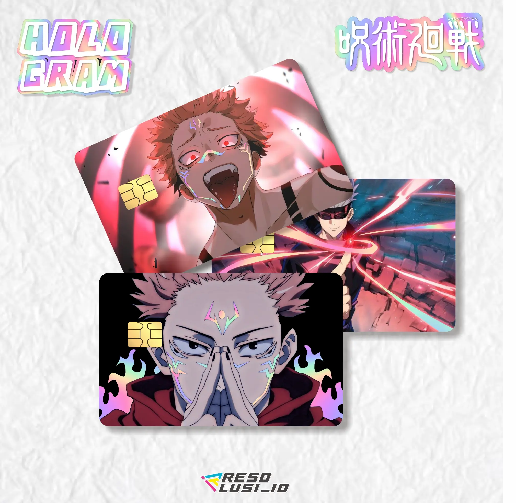 Sticker Skin Card HOLOGRAM Jujutsu Kaisen V1 - Stiker Kartu ATM Anime